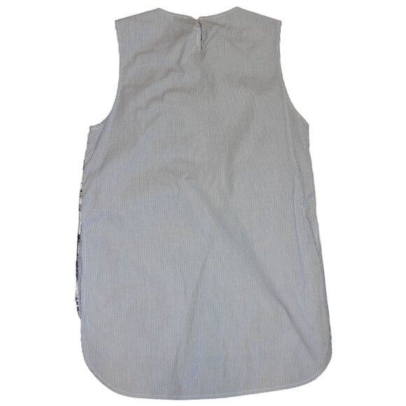 Thakoon Addition Striped Sleeveless Shirt Dress Floral Lace Overlay Women's 8 - Picture 5 of 6